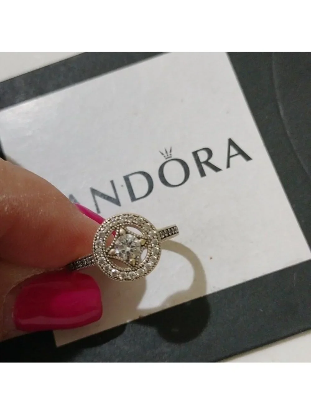 Pandora Sterling Silver Vintage Allure Ring w/Clear Zirconia - 191006CZ Size 52